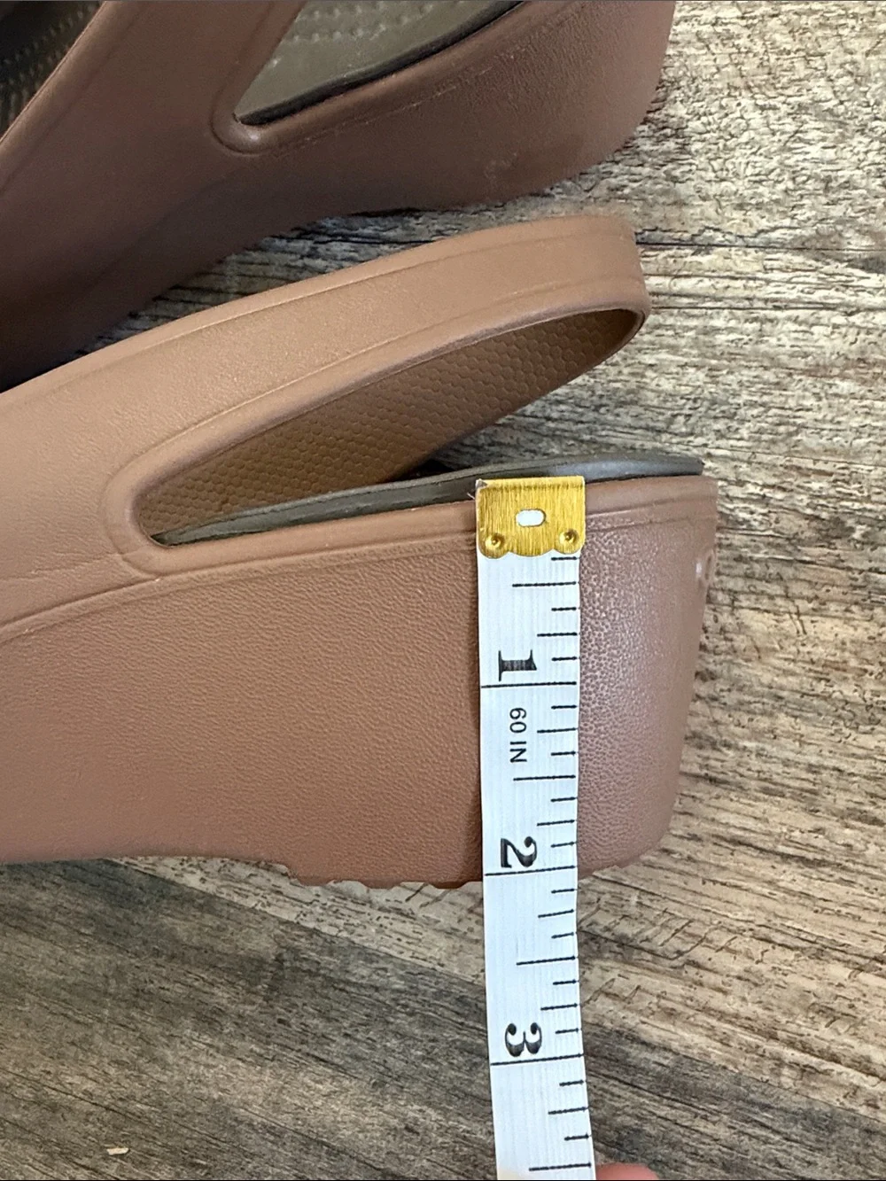 Crocs Women's US 9 Mabyn Slingback Comfort MiniWedge Sandals Brown Peep Toe